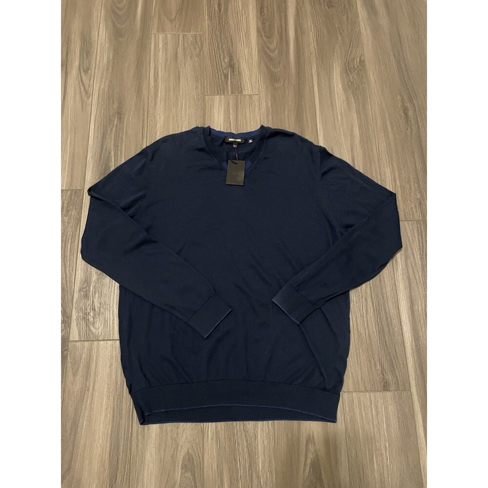 Jared Lang Sweater Mens XXL Blue Solid Pullover Sweatshirt 100% Cotton NWT